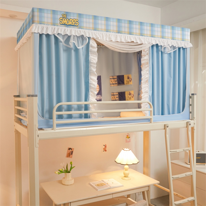 91家纺网 家纺一手货源 找家纺 卓尔居 2023新款涂层花边纯色系蚊帐 天空蓝