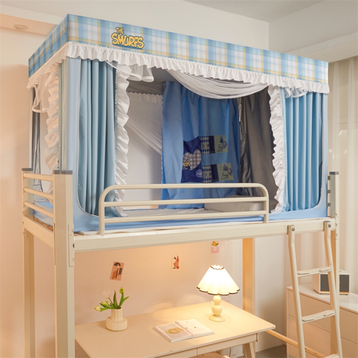 91家纺网 家纺一手货源 找家纺 卓尔居 2023新款涂层花边纯色系蚊帐 天空蓝