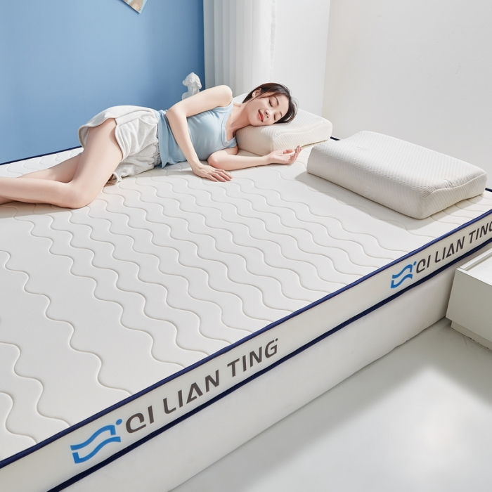 91家纺网 家纺一手货源 找家纺 祁恋婷 2023新款A类牛奶丝乳胶记忆棉床垫【床垫遮盖物】 QLT-太空白