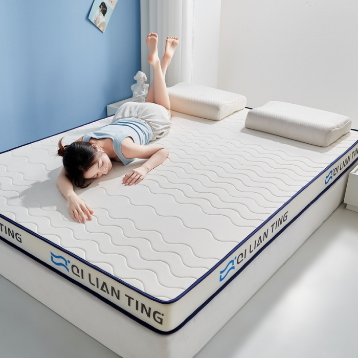 91家纺网 家纺一手货源 找家纺 祁恋婷 2023新款A类牛奶丝乳胶记忆棉床垫【床垫遮盖物】 QLT-太空白