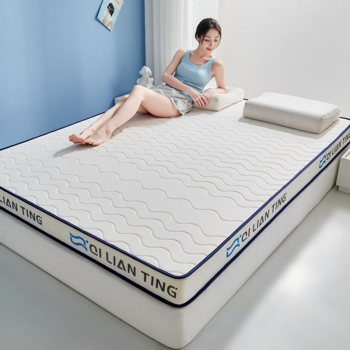 91家纺网 家纺一手货源 找家纺 祁恋婷 2023新款A类牛奶丝乳胶记忆棉床垫【床垫遮盖物】 QLT-太空白