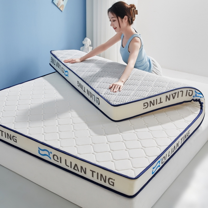 91家纺网 家纺一手货源 找家纺 祁恋婷 2023新款A类牛奶丝乳胶记忆棉床垫【床垫遮盖物】 QLT-元气白
