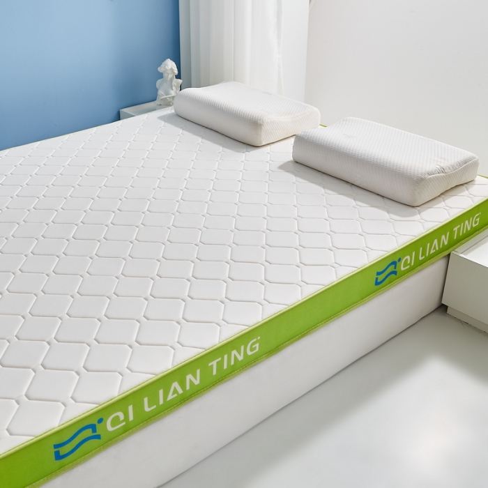 91家纺网 家纺一手货源 找家纺 祁恋婷 2023新款A类牛奶丝乳胶记忆棉床垫【床垫遮盖物】 QLT-元气绿