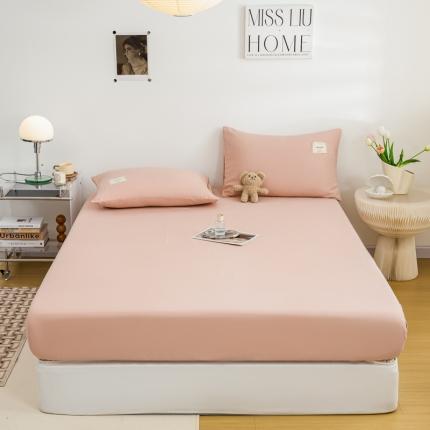 91家纺网 家纺一手货源 找家纺 芷凡家纺 2022新款雅棉纯色斜纹磨毛贴标款系列单床笠 藕粉