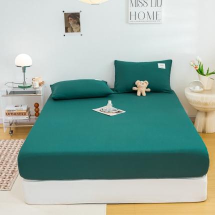 91家纺网 家纺一手货源 找家纺 芷凡家纺 2022新款雅棉纯色斜纹磨毛贴标款系列单床笠 时尚绿