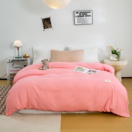 91家纺网 家纺一手货源 找家纺 芷凡家纺 2022新款雅棉纯色斜纹磨毛贴标款系列单被套 贴标被套-玉色