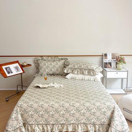 上喜 热卖双面全棉水洗韩系小碎花全棉床盖 花叶