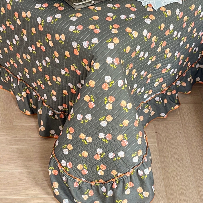 91家纺网 家纺一手货源 找家纺 上喜 热卖双面全棉水洗韩系小碎花全棉床盖 那年花开