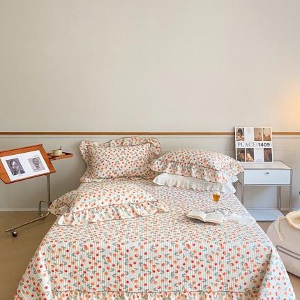 上喜 热卖双面全棉水洗韩系小碎花全棉床盖 涂鸦郁金香