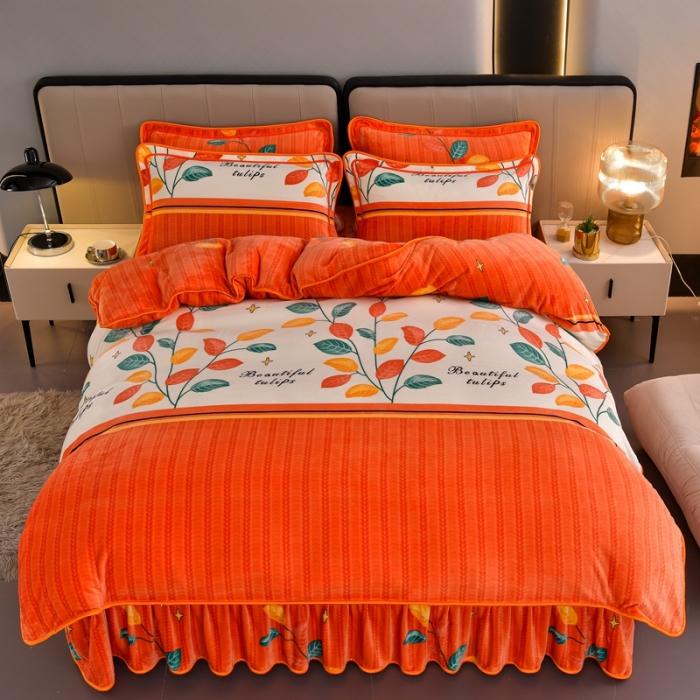 91家纺网 家纺一手货源 找家纺 馨梦缘 2025直播爆款8.5斤牛奶绒四件套加厚保暖床裙金貂绒 金枝玉叶