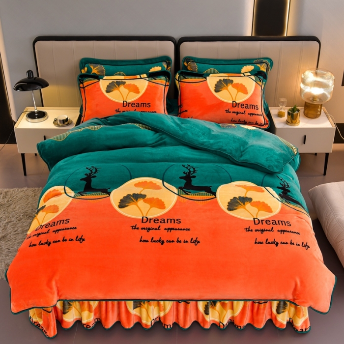 91家纺网 家纺一手货源 找家纺 馨梦缘 2025直播爆款8.5斤牛奶绒四件套加厚保暖床裙金貂绒 梦幻人生