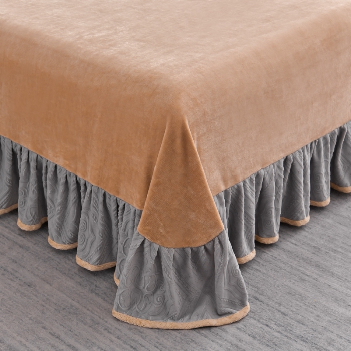 91家纺网 家纺一手货源 找家纺 馨梦缘 2025新款轻奢宽边纯色A类牛奶绒雕花四件套 欧式-温馨绅士灰