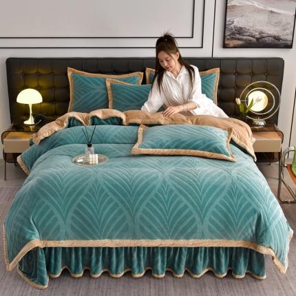 91家纺网 家纺一手货源 找家纺 （总）馨梦缘 2025新款轻奢宽边纯色A类牛奶绒雕花四件套