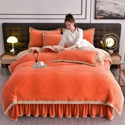 91家纺网 家纺一手货源 找家纺 （总）馨梦缘 2025新款轻奢宽边纯色A类牛奶绒雕花四件套