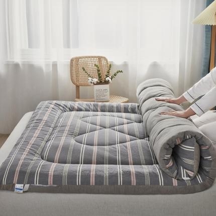 91家纺网 家纺一手货源 找家纺 鑫棉坊 2023新款色织水洗棉棉花床垫 彩虹条