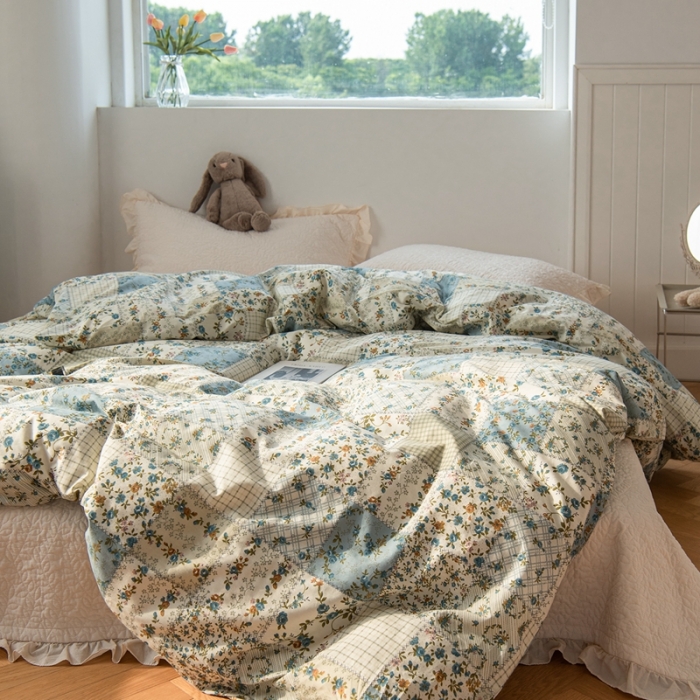 91家纺网 家纺一手货源 找家纺 洋铭区 2023新款全棉单品被套 方格兰花