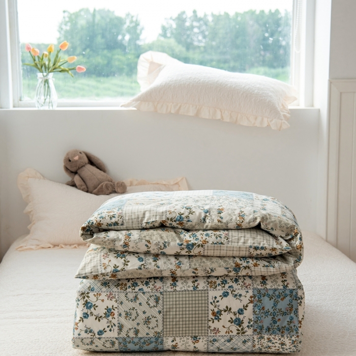 91家纺网 家纺一手货源 找家纺 洋铭区 2023新款全棉单品被套 方格兰花