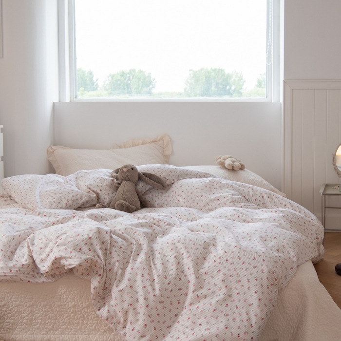 91家纺网 家纺一手货源 找家纺 洋铭区 2023新款全棉单品被套 粉玫瑰