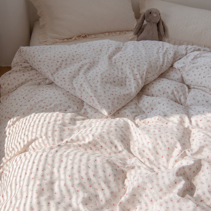 91家纺网 家纺一手货源 找家纺 洋铭区 2023新款全棉单品被套 粉玫瑰