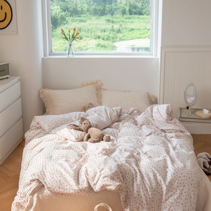 91家纺网 家纺一手货源 找家纺 洋铭区 2023新款全棉单品被套 粉玫瑰