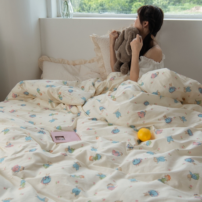 91家纺网 家纺一手货源 找家纺 洋铭区 2023新款全棉单品被套 公主小兔