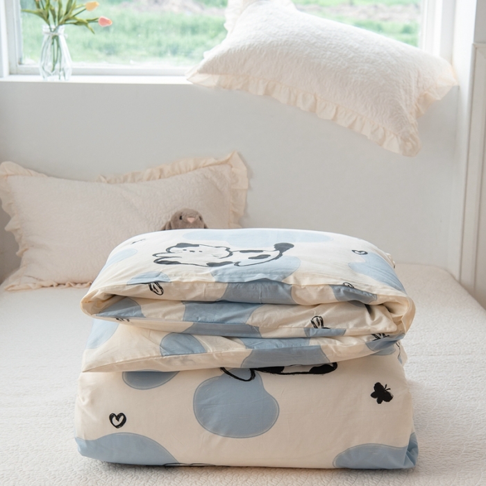 91家纺网 家纺一手货源 找家纺 洋铭区 2023新款全棉单品被套 哈喽猫咪