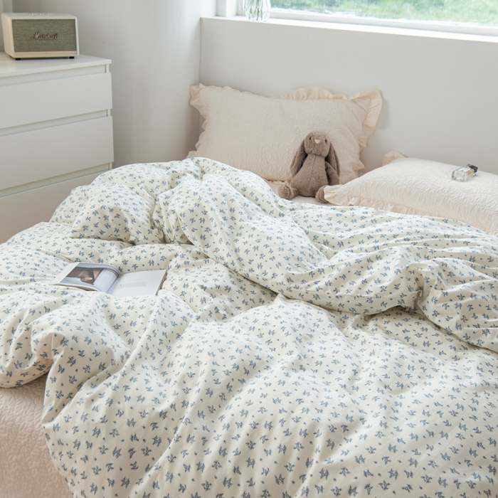 91家纺网 家纺一手货源 找家纺 洋铭区 2023新款全棉单品被套 蓝花语