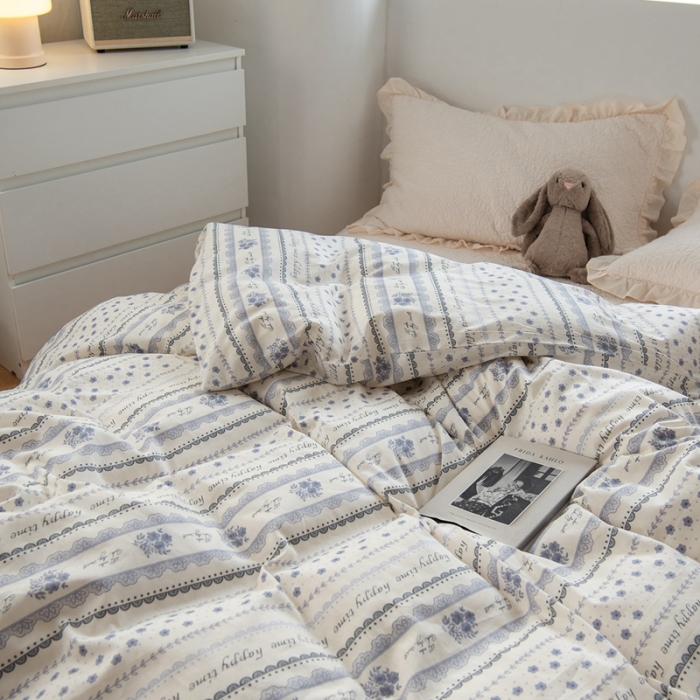 91家纺网 家纺一手货源 找家纺 洋铭区 2023新款全棉单品被套 蓝韵