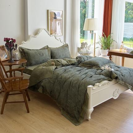 91家纺网 家纺一手货源 找家纺 由丽 2025年7月数码印花新花型 景月-绿