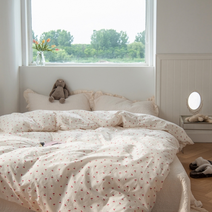 91家纺网 家纺一手货源 找家纺 洋铭区 2023新款全棉单品被套 小红樱桃