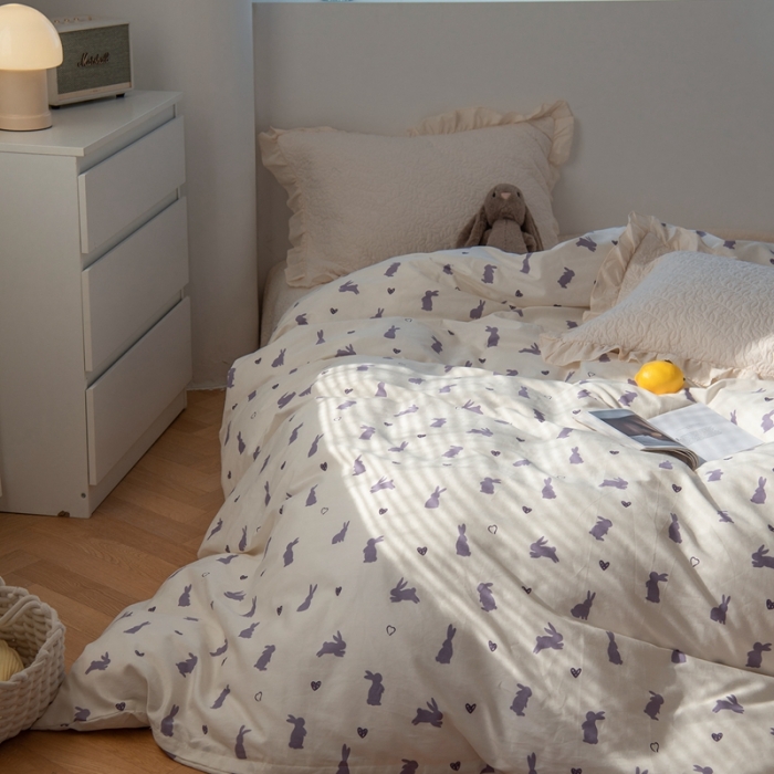 91家纺网 家纺一手货源 找家纺 洋铭区 2023新款全棉单品被套 紫小兔