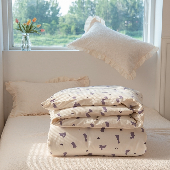 91家纺网 家纺一手货源 找家纺 洋铭区 2023新款全棉单品被套 紫小兔