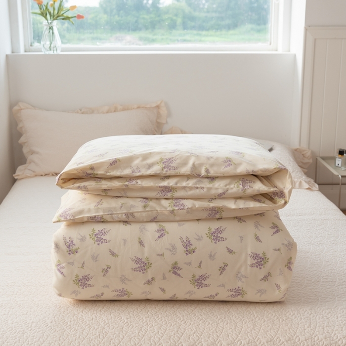 91家纺网 家纺一手货源 找家纺 洋铭区 2023新款全棉单品被套 紫樱花