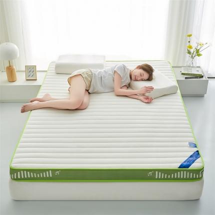 子鹏 牛奶丝乳胶床垫软垫家用加厚海绵垫双人榻榻米专用- 直线白-青草绿