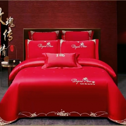 91家纺网 家纺一手货源 找家纺 (总)梦丝语2023中式婚庆四件套六件套100支新疆长绒棉爆款新品