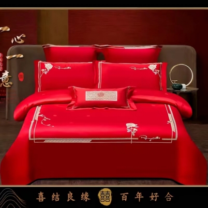 91家纺网 家纺一手货源 找家纺 (总)梦丝语2023中式婚庆四件套六件套100支新疆长绒棉爆款新品