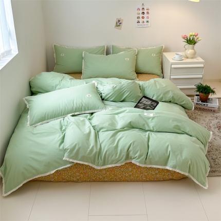 91家纺网 家纺一手货源 找家纺 婳庭 2023新款全棉印花流苏四件套 橘彩