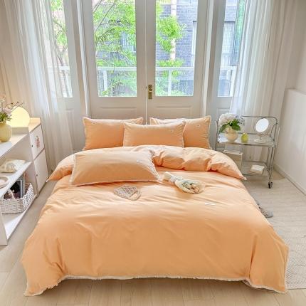 91家纺网 家纺一手货源 找家纺 婳庭 2023新款全棉印花流苏四件套-场景二 南瓜