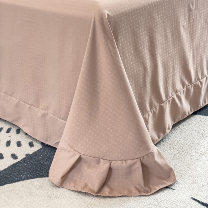 91家纺网 家纺一手货源 找家纺 靓生活 2023新款欧曼系列锦棉提花刺绣四件套 欧曼-浅咖