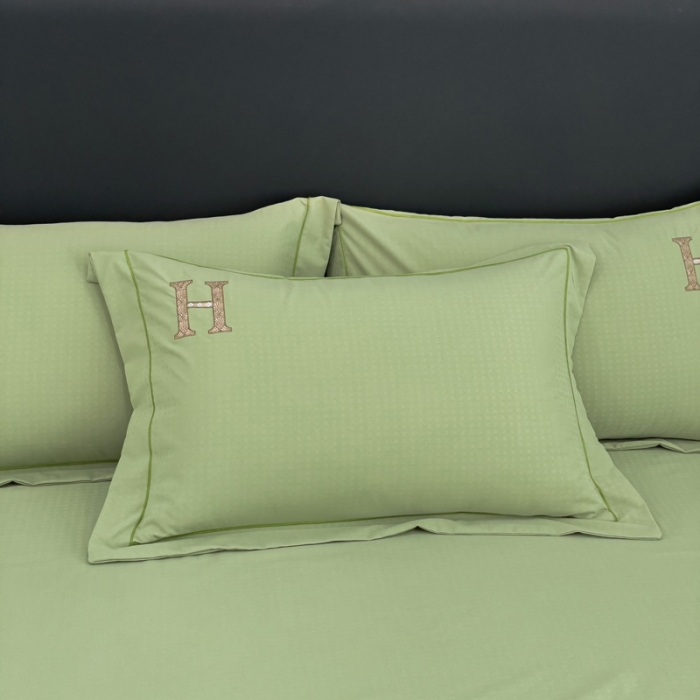 91家纺网 家纺一手货源 找家纺 靓生活 2023新款欧曼系列锦棉提花刺绣四件套 欧曼-浅绿