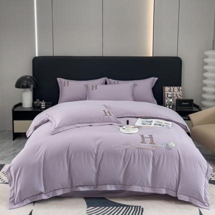 91家纺网 家纺一手货源 找家纺 靓生活 2023新款欧曼系列锦棉提花刺绣四件套 欧曼-浅紫