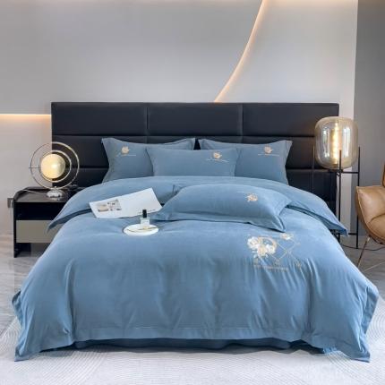 靓生活 2023新款爱丽丝系列锦棉提花刺绣四件套 爱丽丝-景泰蓝