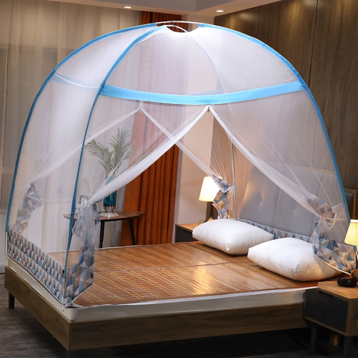 91家纺网 家纺一手货源 找家纺 好梦缘 2023新款免安装防蚊魔术蒙古包蚊帐 北欧鹿角