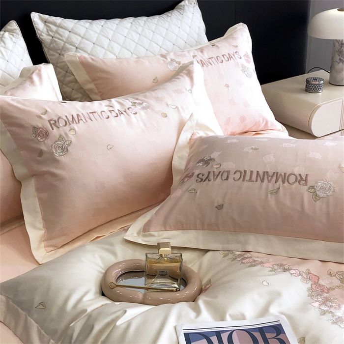 91家纺网 家纺一手货源 找家纺 MIU缪家居 2023新款100支全棉提花四件套-丝绒玫瑰 丝绒玫瑰-粉