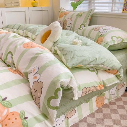 91家纺网 家纺一手货源 找家纺 乐童 2024网红直播爆款吊边＋一字绣工艺款四件套（十）恋爱季