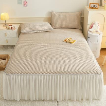 91家纺网 家纺一手货源 找家纺 （总）好梦缘 2023新款冰豆豆凉席床裙款三件套