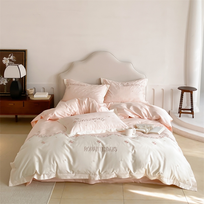 91家纺网 家纺一手货源 找家纺 MIU缪家居 2023新款100支全棉提花四件套-丝绒玫瑰 丝绒玫瑰-粉