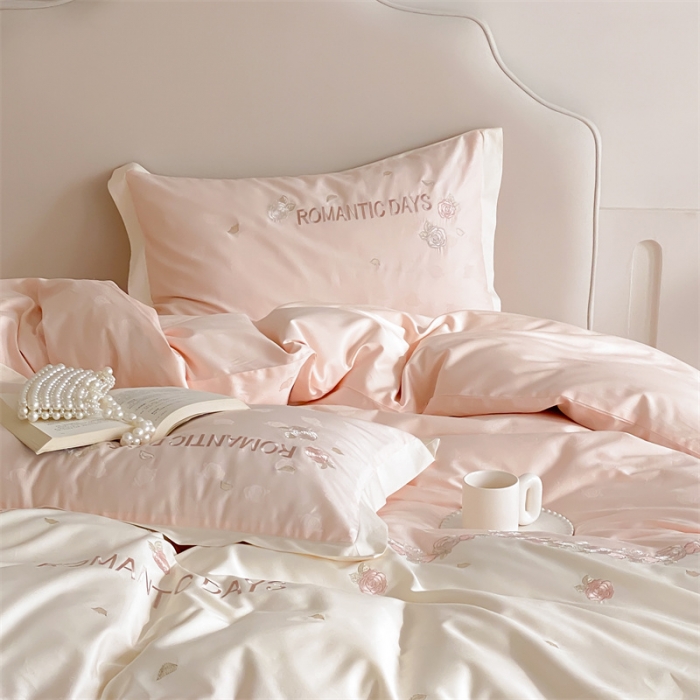 91家纺网 家纺一手货源 找家纺 MIU缪家居 2023新款100支全棉提花四件套-丝绒玫瑰 丝绒玫瑰-粉