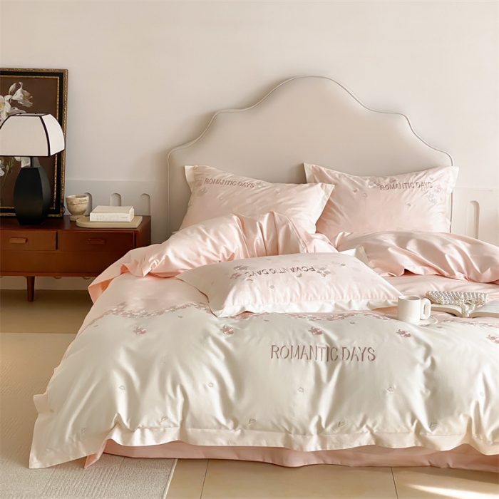 91家纺网 家纺一手货源 找家纺 MIU缪家居 2023新款100支全棉提花四件套-丝绒玫瑰 丝绒玫瑰-粉