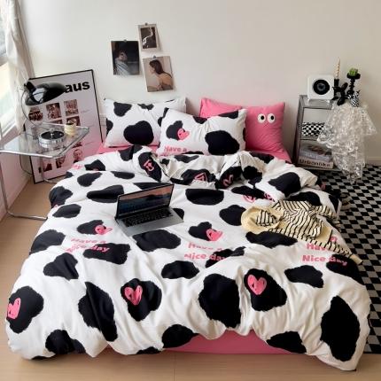 91家纺网 家纺一手货源 找家纺 海岛哥哥 2023新款大眼睛超柔水洗棉系列四件套 大眼睛-绒朵